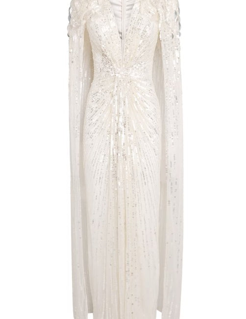 Abito da sera con paillettes goldfinger 007 in avorio Jenny packham - donna 