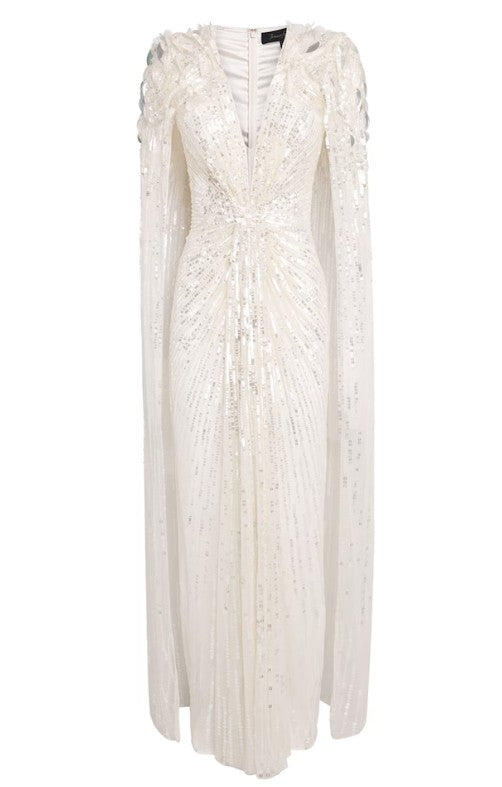Abito da sera con paillettes goldfinger 007 in avorio Jenny packham - donna 