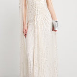 Abito da sera con paillettes goldfinger 007 in avorio Jenny packham - donna 