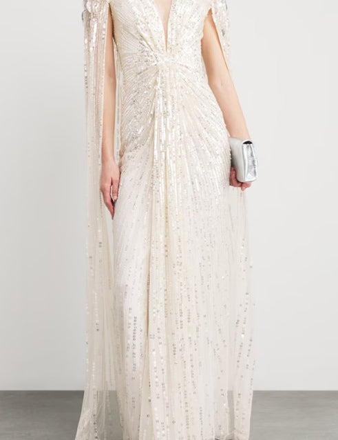 Abito da sera con paillettes goldfinger 007 in avorio Jenny packham - donna 
