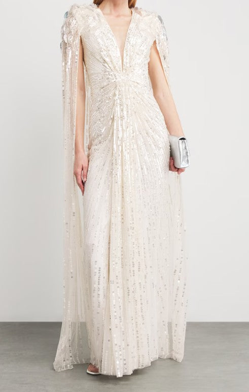 Abito da sera con paillettes goldfinger 007 in avorio Jenny packham - donna 