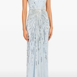 Abito da sera Chrissy con paillettes e cristalli in celeste Jenny packham - donna 