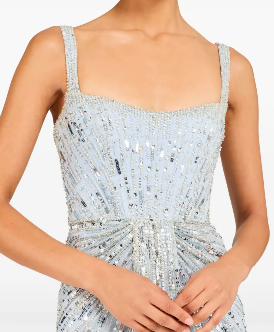 Abito da sera Chrissy con paillettes e cristalli in celeste Jenny packham - donna 