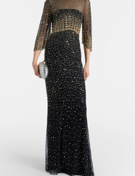 Abito lungo Kiya con decorazioni in lilla Jenny packham - donna 
