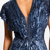 Abito Dusk lungo con paillettes in blu Jenny packham - donna 