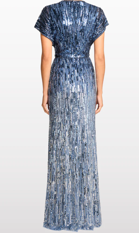 Abito Dusk lungo con paillettes in blu Jenny packham - donna 