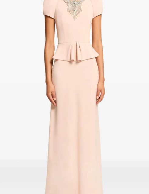 Abito lungo nocturne con cristalli in rosa Jenny packham - donna 
