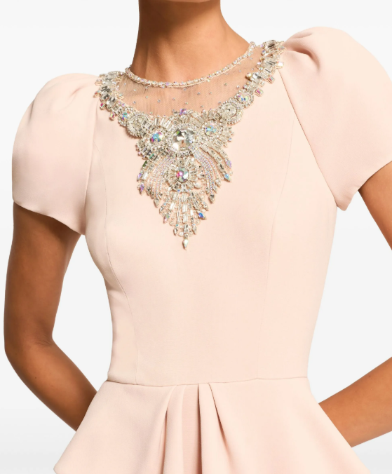 Abito lungo nocturne con cristalli in rosa Jenny packham - donna 