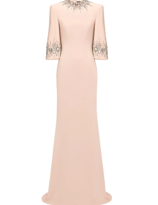 Abito lungo ilana con cristalli in rosa Jenny packham - donna 