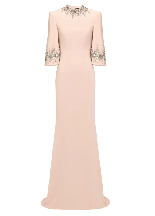 Abito lungo ilana con cristalli in rosa Jenny packham - donna 