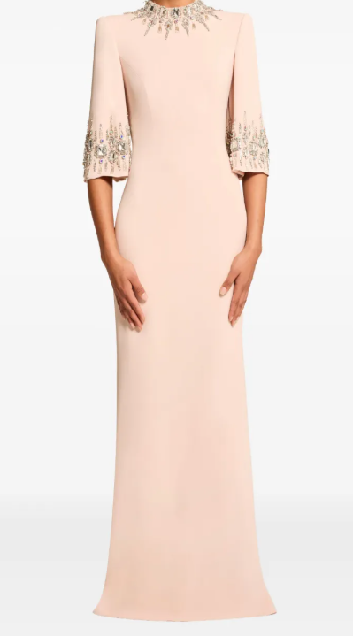 Abito lungo ilana con cristalli in rosa Jenny packham - donna 