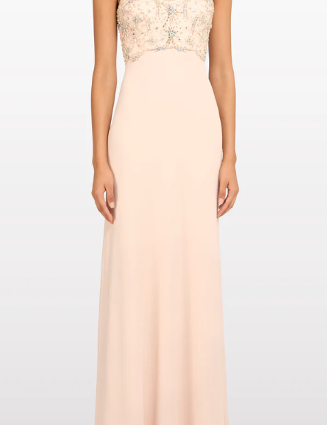 Abito lungo reverie con cristalli in rosa Jenny packham - donna 