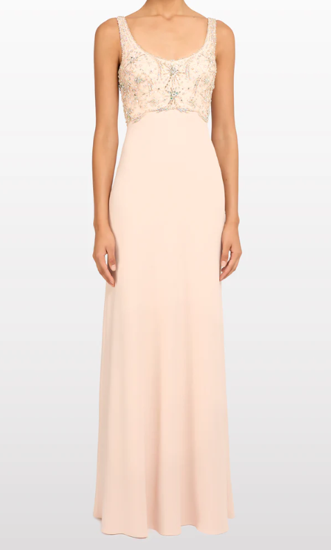 Abito lungo reverie con cristalli in rosa Jenny packham - donna 