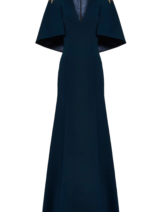 Abito lungo star shower con cristalli in blu Jenny packham - donna 