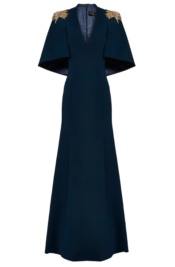 Abito lungo star shower con cristalli in blu Jenny packham - donna 