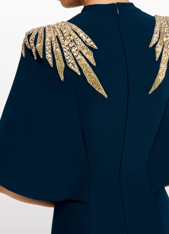 Abito lungo star shower con cristalli in blu Jenny packham - donna 