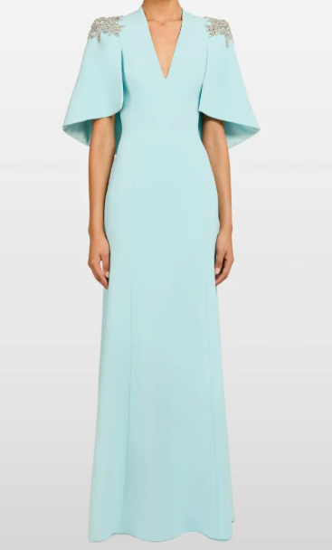 Abito lungo star shower con cristalli in celeste Jenny packham - donna 