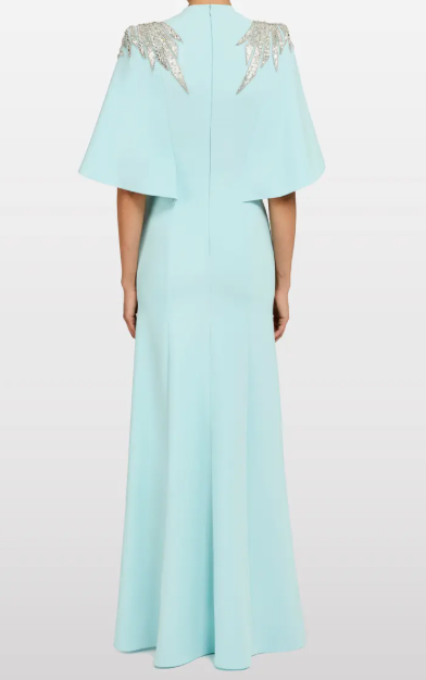 Abito lungo star shower con cristalli in celeste Jenny packham - donna 