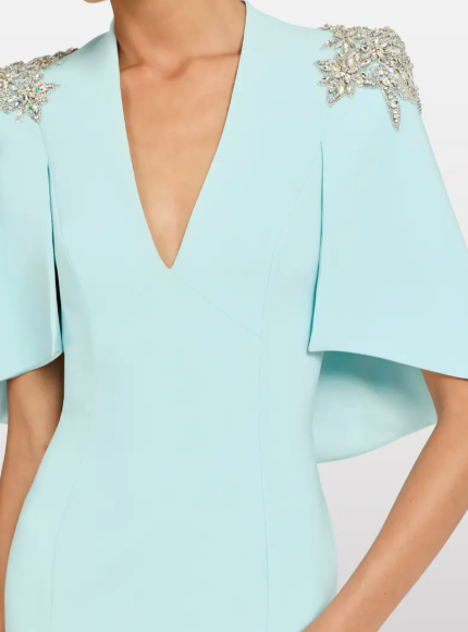 Abito lungo star shower con cristalli in celeste Jenny packham - donna 