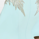 Abito lungo star shower con cristalli in celeste Jenny packham - donna 