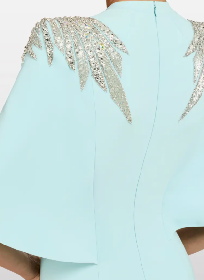 Abito lungo star shower con cristalli in celeste Jenny packham - donna 