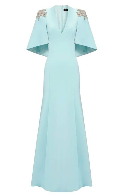 Abito lungo star shower con cristalli in celeste Jenny packham - donna 