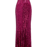 Abito lungo con paillettes black flower in viola Jenny packham - donna 