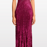 Abito lungo con paillettes black flower in viola Jenny packham - donna 