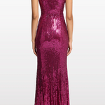 Abito lungo con paillettes black flower in viola Jenny packham - donna 