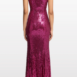 Abito lungo con paillettes black flower in viola Jenny packham - donna 