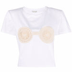 T-shirt con dettagli all'uncinetto in bianco - Magda butrym - donna 