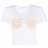T-shirt con dettagli all'uncinetto in bianco - Magda butrym - donna 