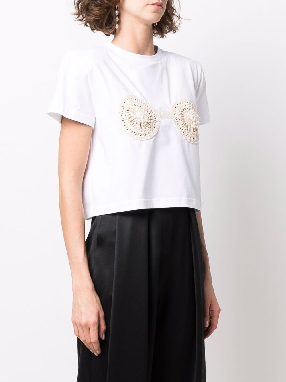 T-shirt con dettagli all'uncinetto in bianco - Magda butrym - donna 