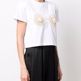 T-shirt con dettagli all'uncinetto in bianco - Magda butrym - donna 