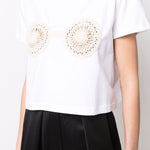 T-shirt con dettagli all'uncinetto in bianco - Magda butrym - donna 