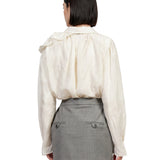 Blusa con volant e dettaglio a fiore in crema  Magda butrym - donna 