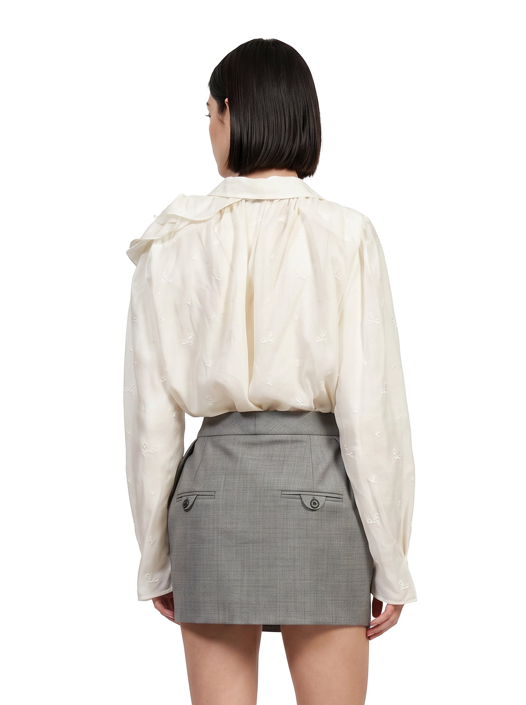Blusa con volant e dettaglio a fiore in crema  Magda butrym - donna 