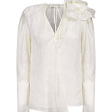 Blusa con volant e dettaglio a fiore in crema  Magda butrym - donna 
