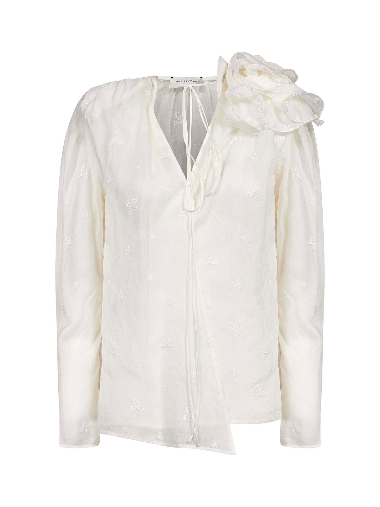 Blusa con volant e dettaglio a fiore in crema  Magda butrym - donna 