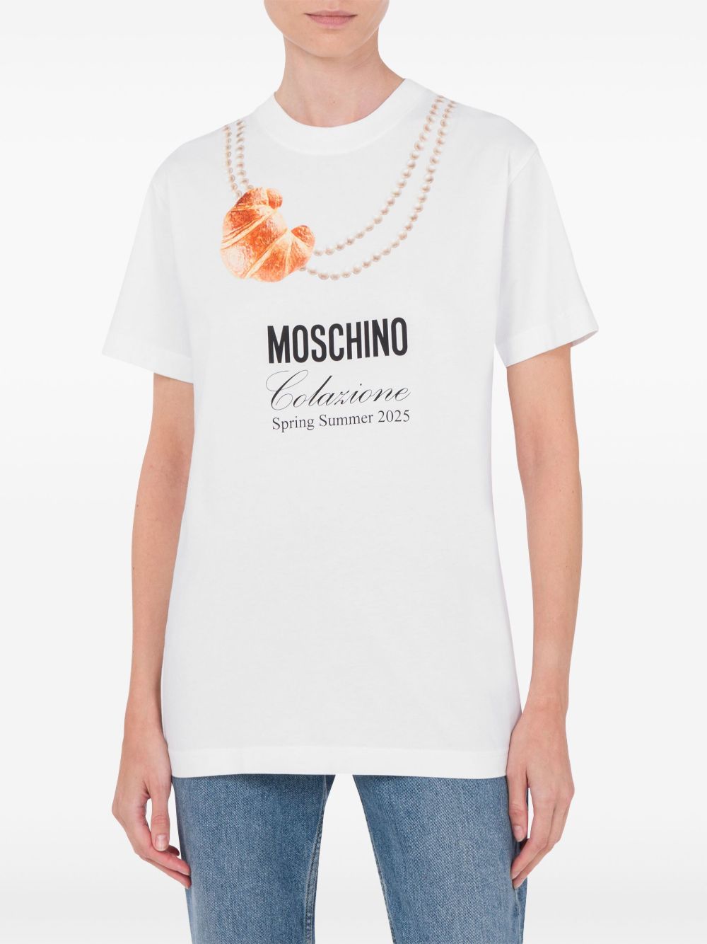T-shirt con stampa in bianco Moschino - donna 