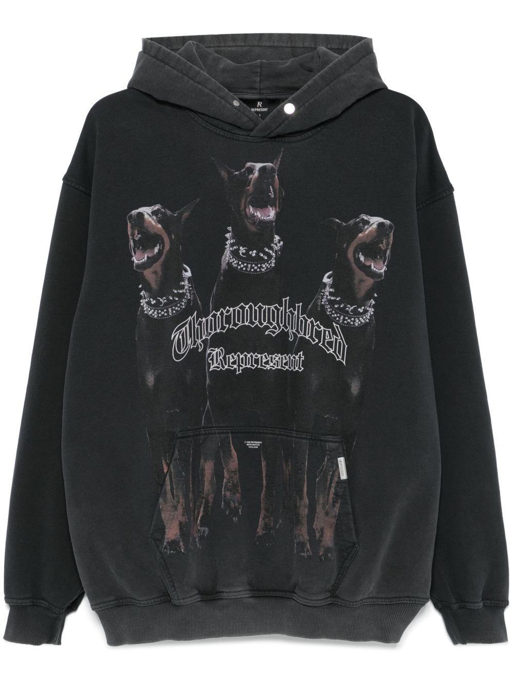 Felpa Thoroughbred con cappuccio in nero Represent - uomo 