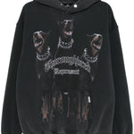 Felpa Thoroughbred con cappuccio in nero Represent - uomo 