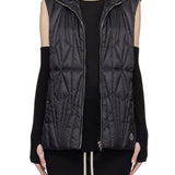 Gilet con cappuccio e design trapuntato geocamo in nero Rick Owens x Moncler - unisex<BR/> 