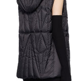Gilet con cappuccio e design trapuntato geocamo in nero Rick Owens x Moncler - unisex<BR/> 