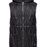 Gilet con cappuccio e design trapuntato geocamo in nero Rick Owens x Moncler - unisex<BR/> 