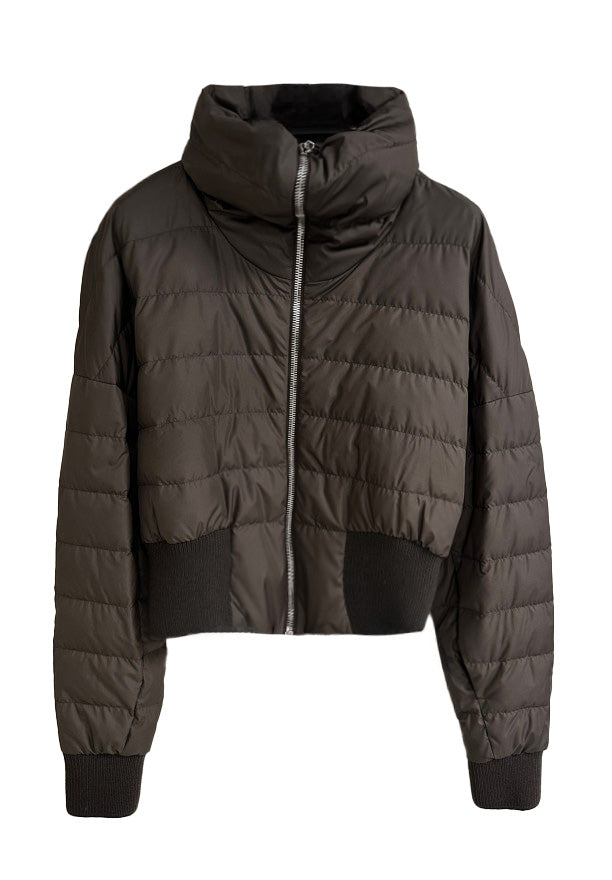 Giacca crop trapuntata in marrone Rick Owens x Moncler - unisex<BR/> 