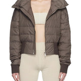 Giacca crop trapuntata in marrone Rick Owens x Moncler - unisex<BR/> 