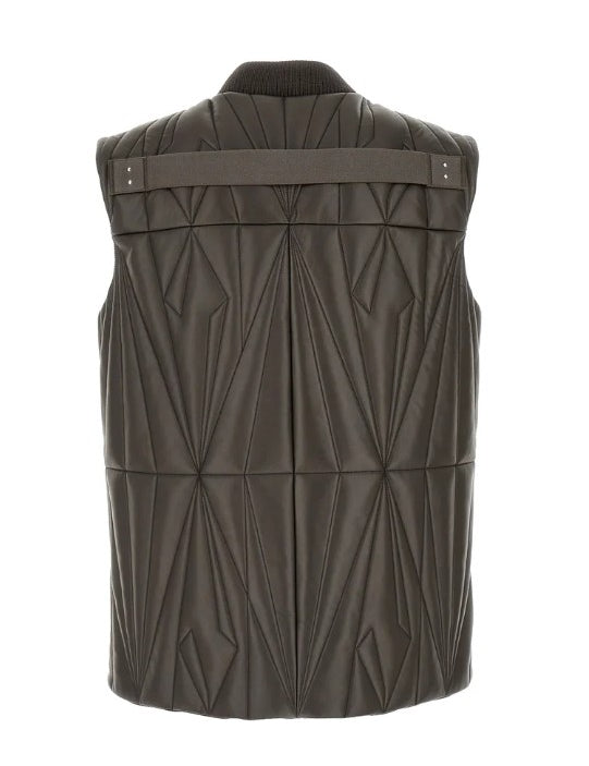Gilet trapuntato geocamo in marrone Rick Owens x Moncler - unisex<BR/> 