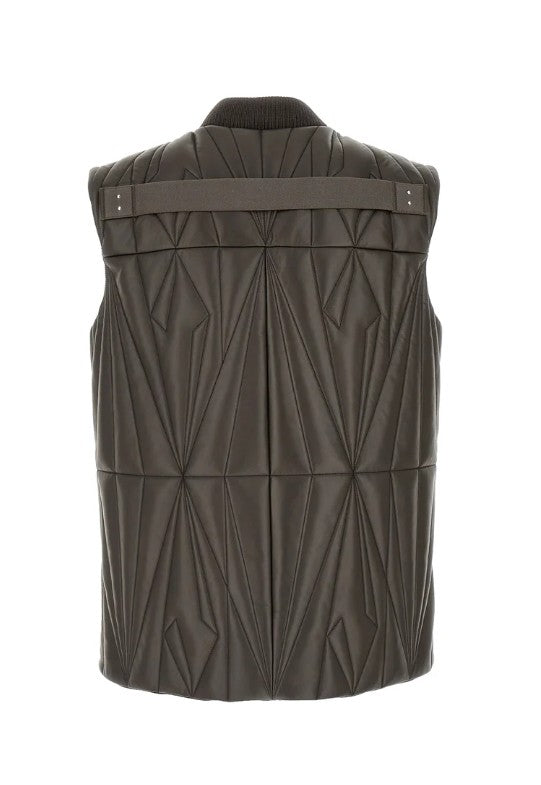 Gilet trapuntato geocamo in marrone Rick Owens x Moncler - unisex<BR/> 