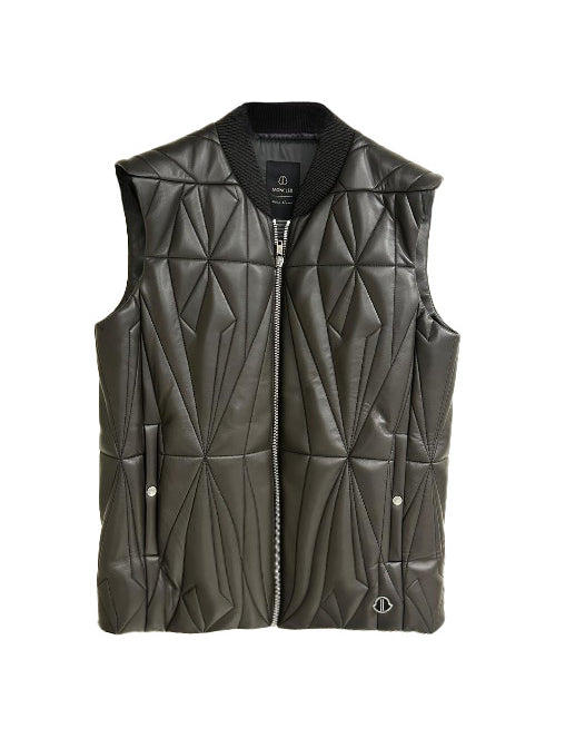 Gilet trapuntato geocamo in marrone Rick Owens x Moncler - unisex<BR/> 